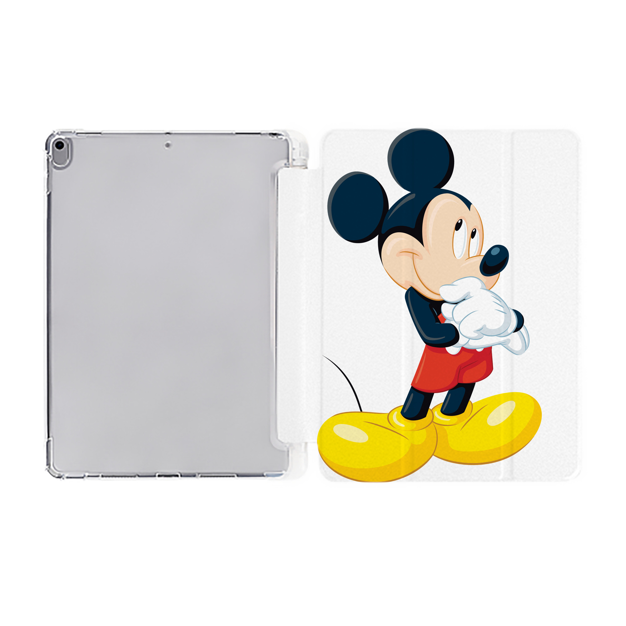 （画像用） ミッキーマウス Mickey Mouse IPad ケース ペン収納付き 三つ折りスタンド PUレザー×シリコン 対応機種9.5/10.5/10.9インチ